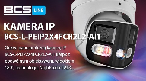 Panoramiczna kamera IP BCS 8Mpx z widokiem 180 stopni